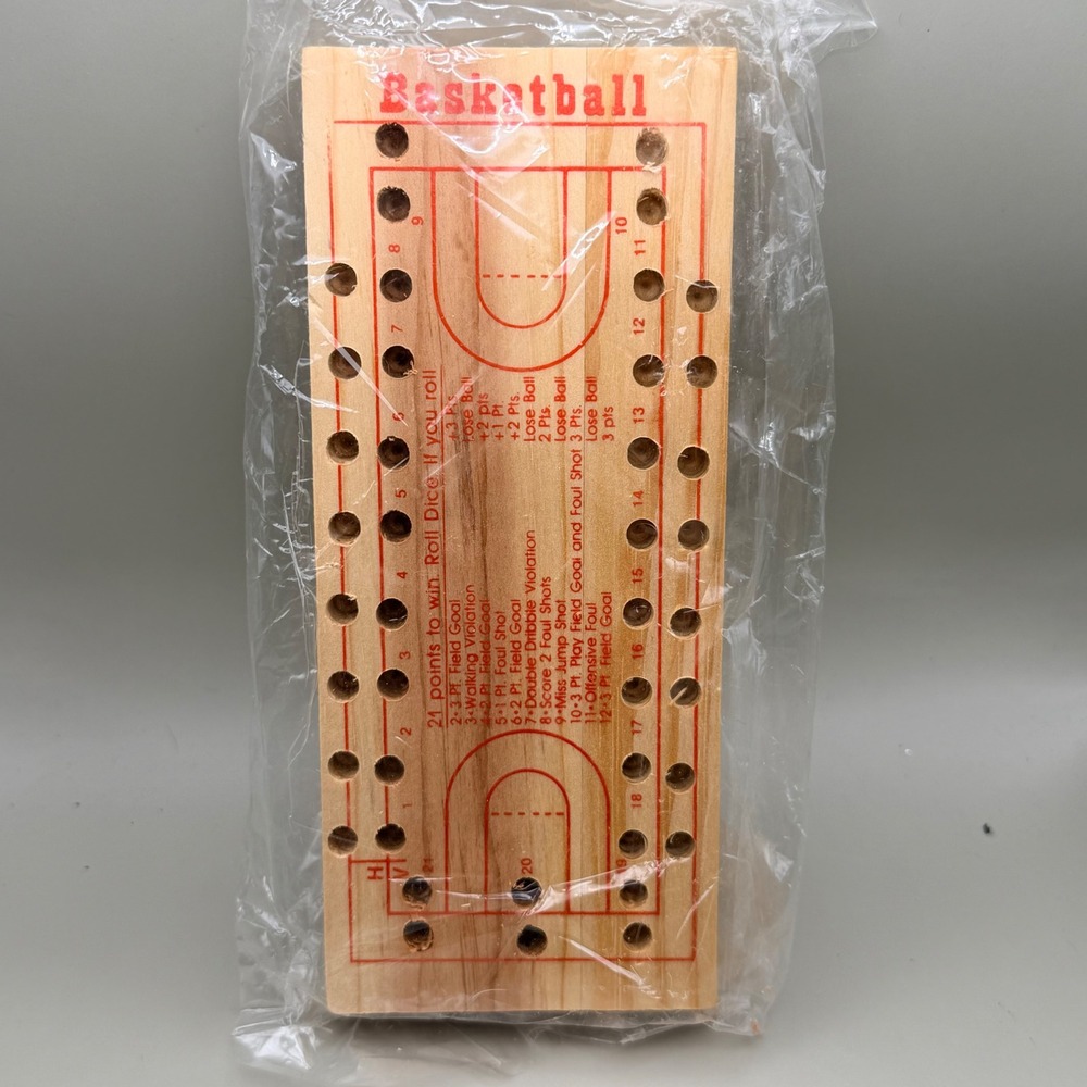 Vintage Wooden Basketball Dice Game Tabletop Travel Board Game with Pegs Dice